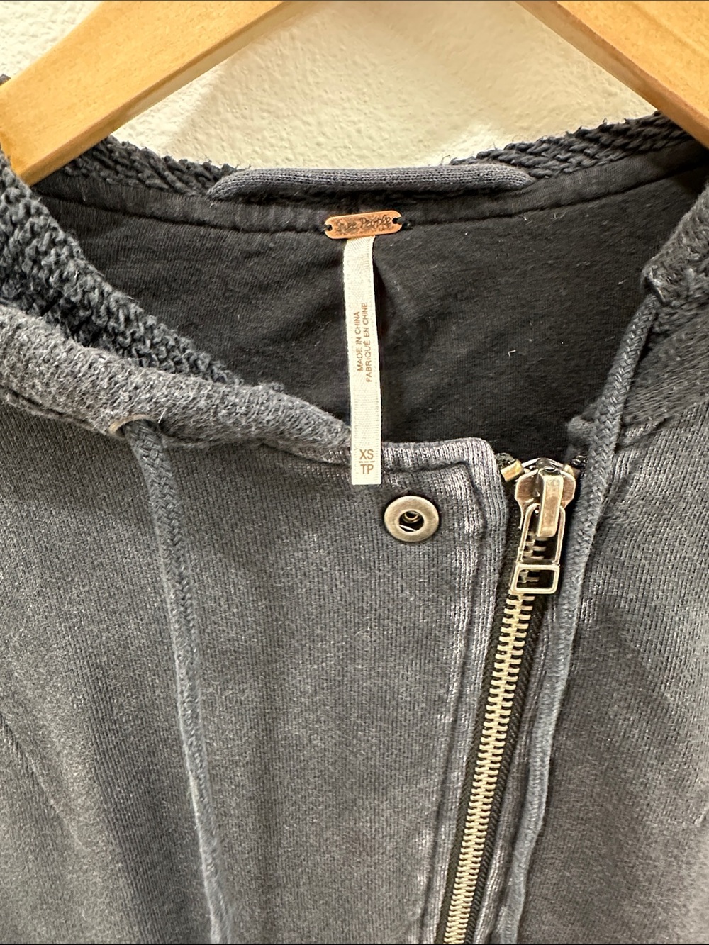 Free People Grungy Black Hooded Moto Jacket with Zip Pockets - XS - Picture 2 of 10